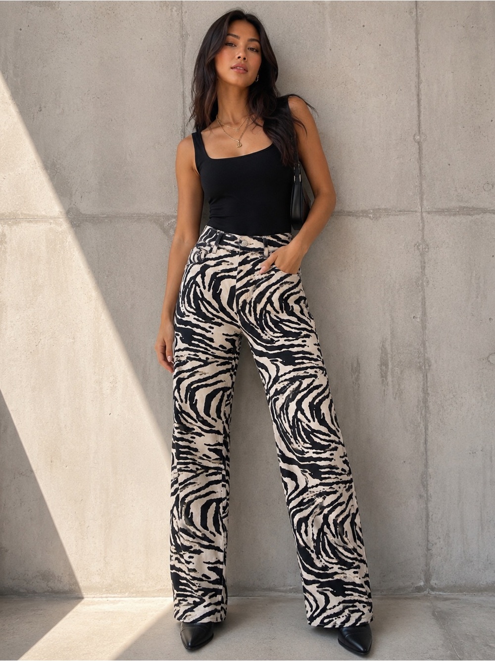 NWT | Lis Bonnie Atelier High-Rise Wide Leg Zebra Print Pants